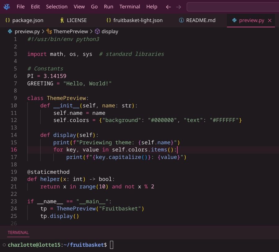 Fruitbasket Dark Theme Preview